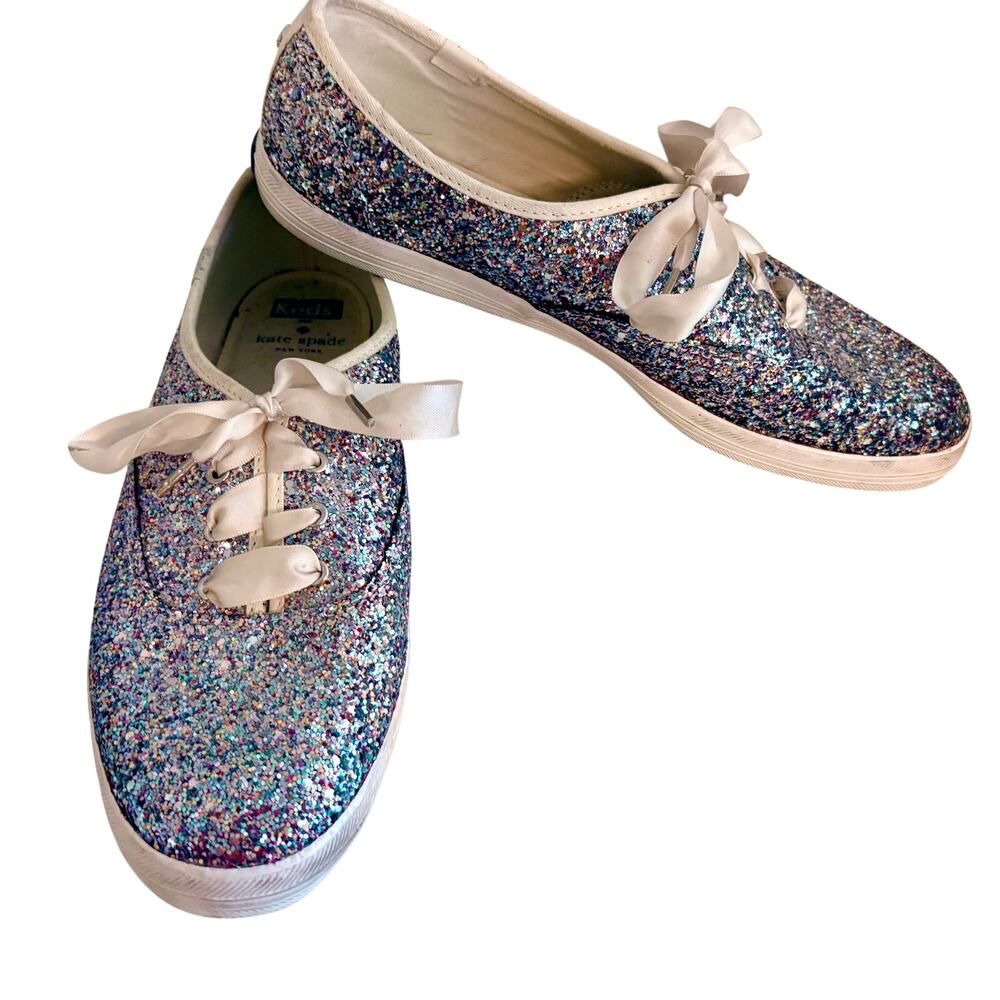 Kate Spade NY x Keds Sparkly Glitter Sneakers Lace Up Athleisure Luxury Utility